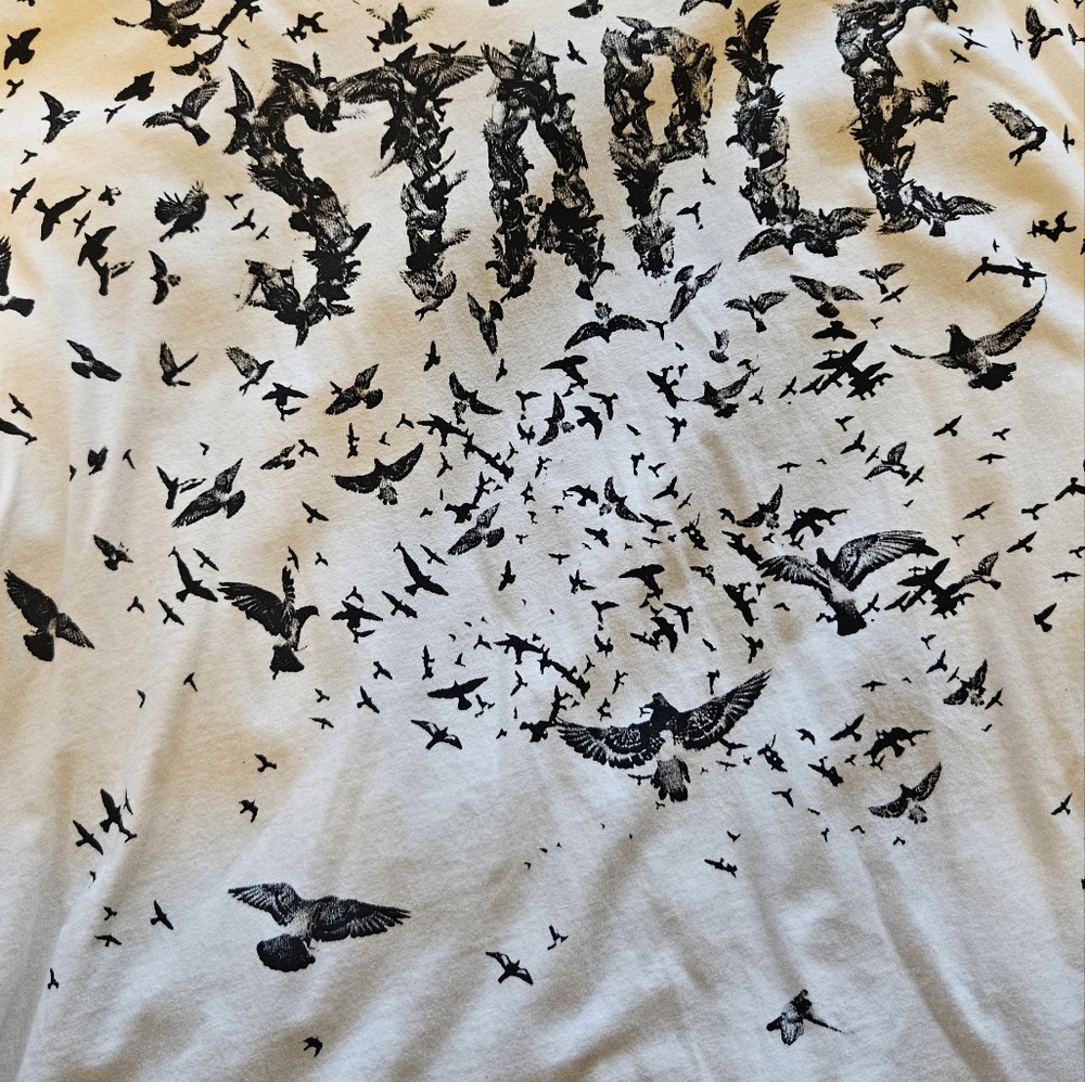 Staple Men's black and white 2XL long-sleeved tee shirt. High quality cotton.
